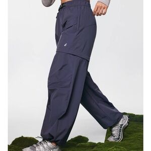 Blue Cargo Pants with Elastic Waistband and Durable Fabric